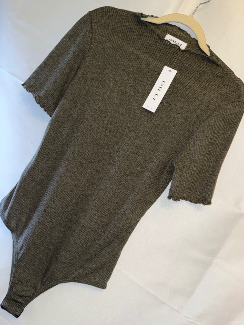 NWT  Army Green Ribbed Bodysuit (L)